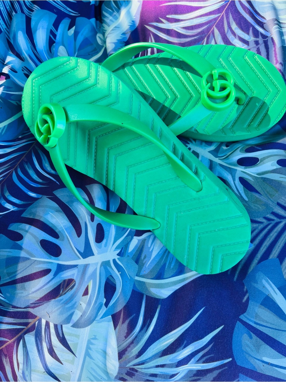 Gucci Women's Bright Green Slide Sandals